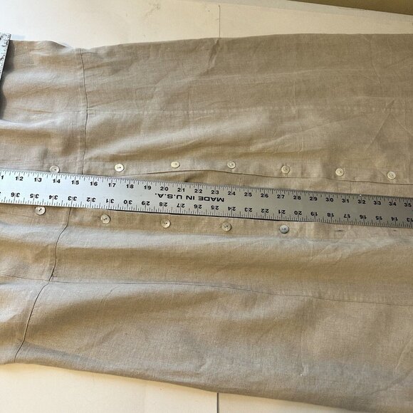 Vtg Valarie Stevens Beige Maxi Dress Linen Button Up Womens 12 Shift Lagenlook - Picture 7 of 8